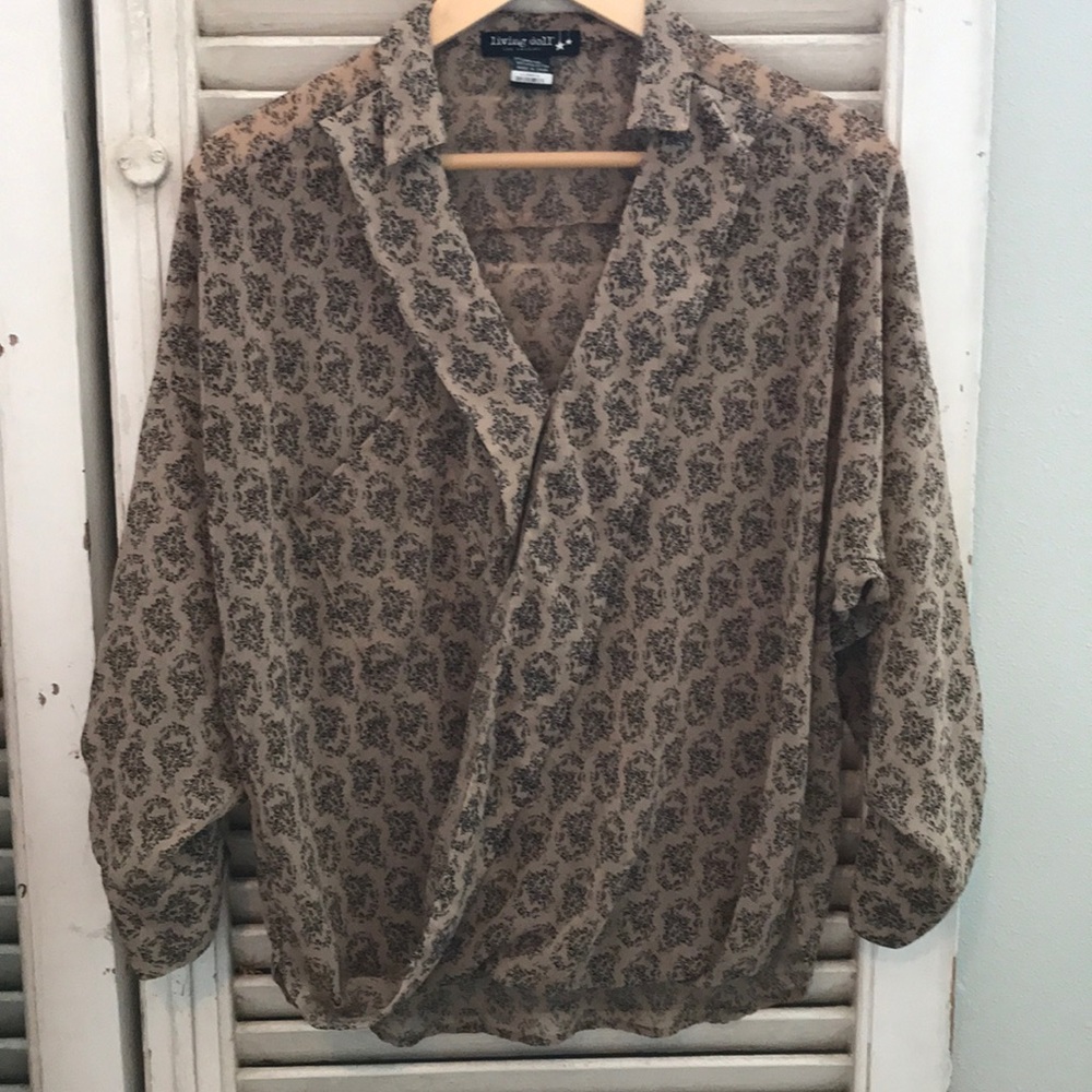 Tan and black blouse